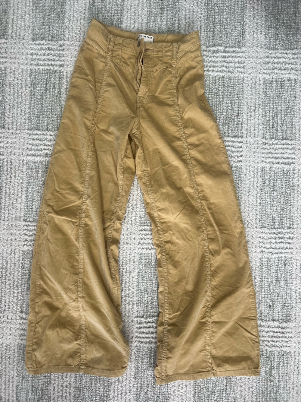 Free People We the Free Wide-Leg Corduroy Trousers Mustard